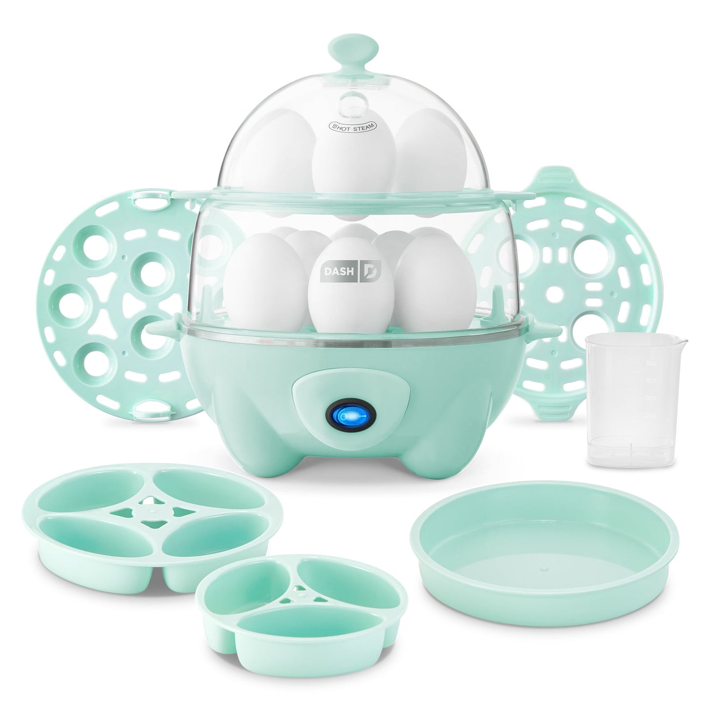 Dash Deluxe Rapid Egg Cooker for Hard Boiled, Poached, Scrambled Eggs, Omelets, Steamed Vegetables, Dumplings & More, 12 Egg Capacity, with Auto Shut off, White