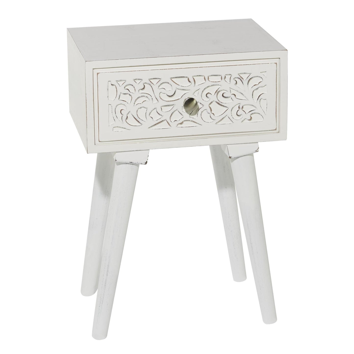 DecMode 36" x 30" Gray Wood Intricately Carved Scroll Console Table with Turned Legs, 1-Piece