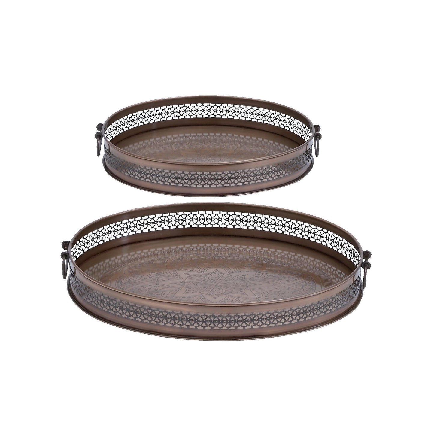 DecMode 17", 14"W Brown Metal Floral Tray, 2-Pieces