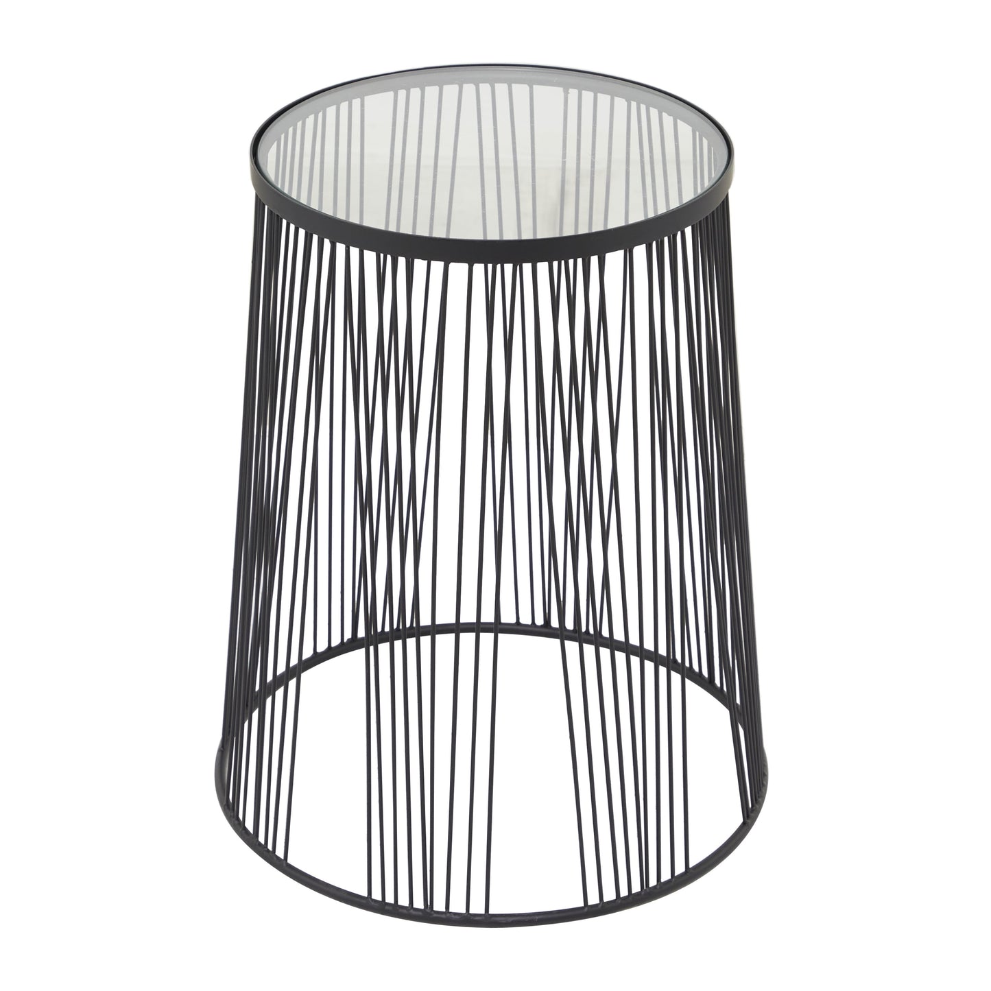 DecMode 18"W, 22"H Metal Contemporary Accent Table, Black, 3-Piece