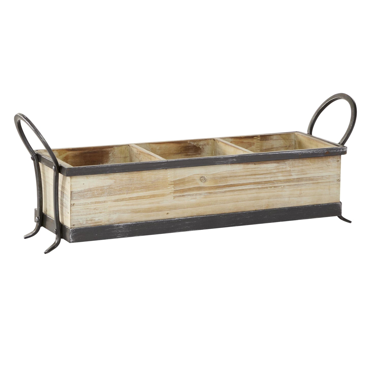 DecMode 22" x 7" Brown Wood Tray with Dividers, 1-Piece