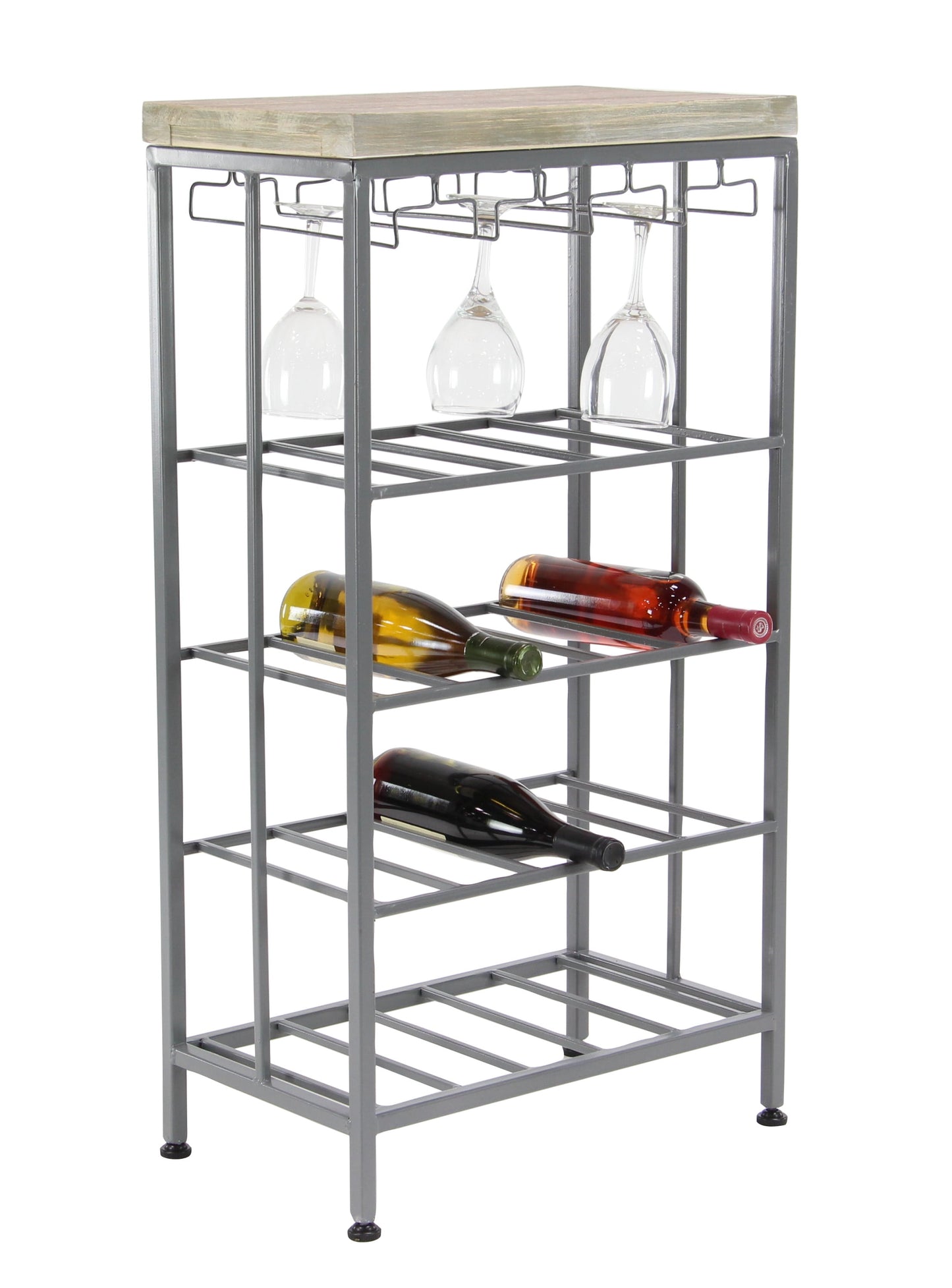 DecMode 36" x 19" Grey Metal Contemporary Wine Rack