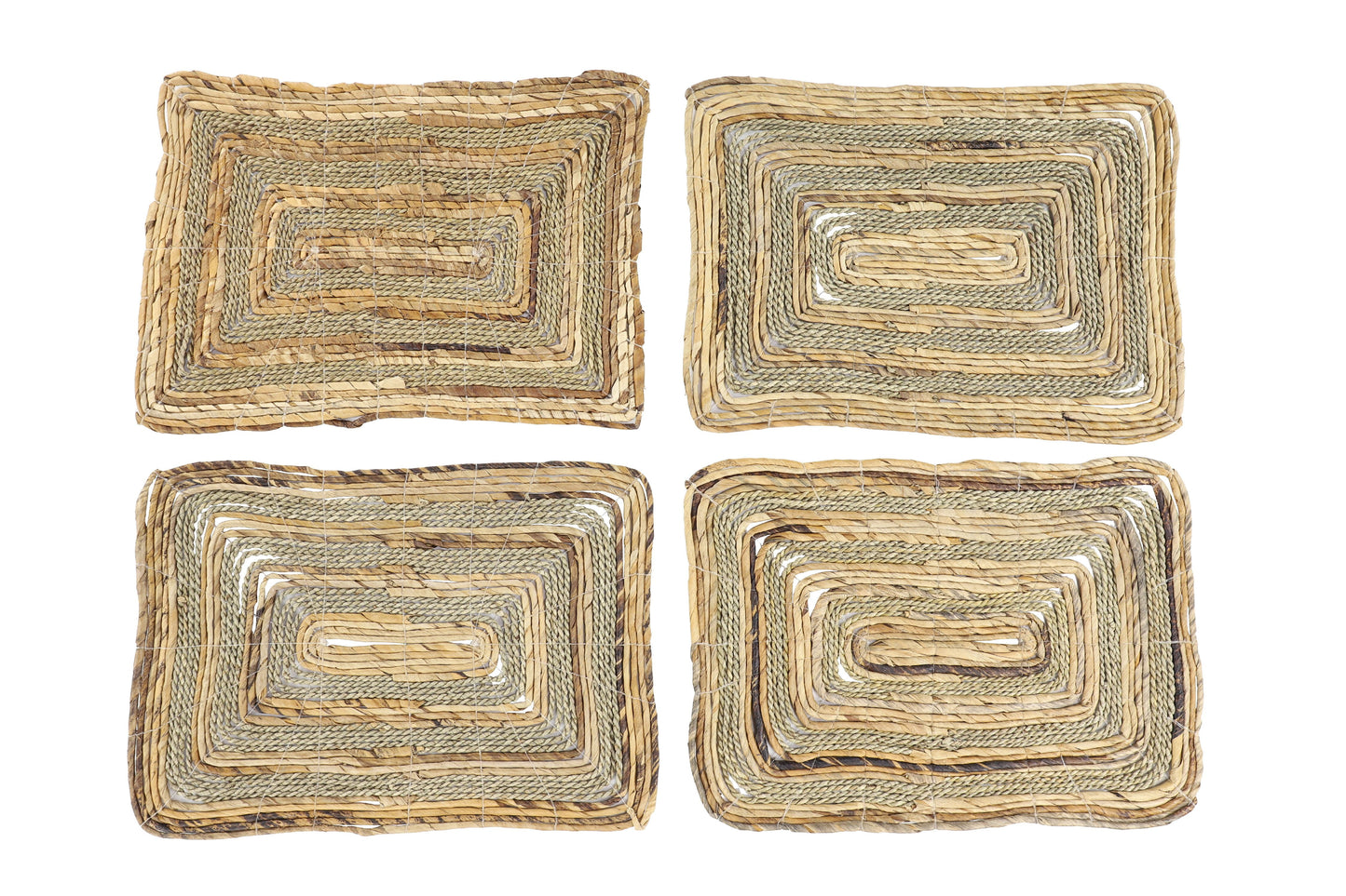DecMode Rectangular Natural Banana Leaf Wicker & Seagrass Placemats, Set of 4: 20†x .5†Each