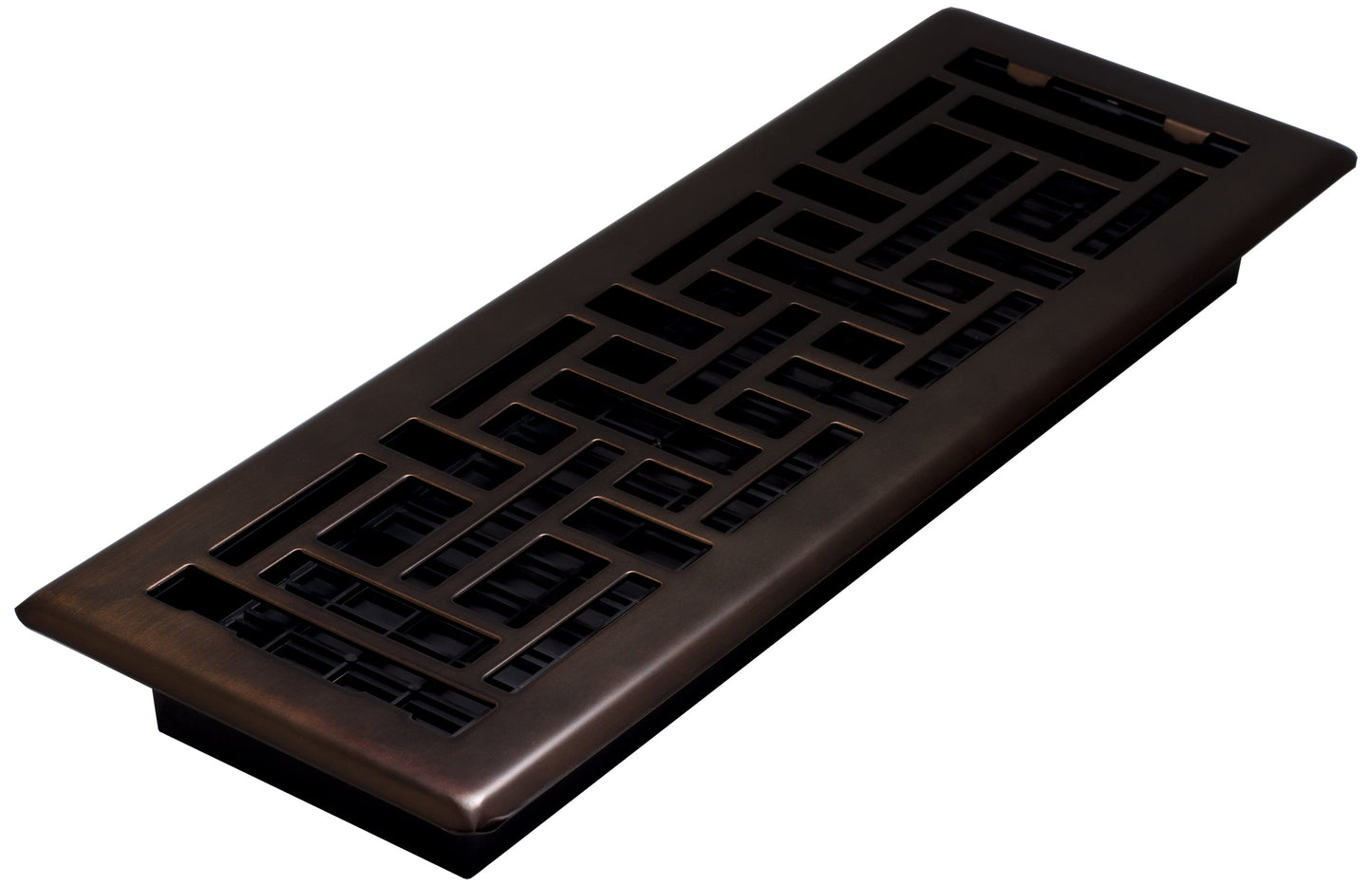 Decor Grates 4" x 14" Oriental Design Steel Plated Rubbed Bronze Floor Register