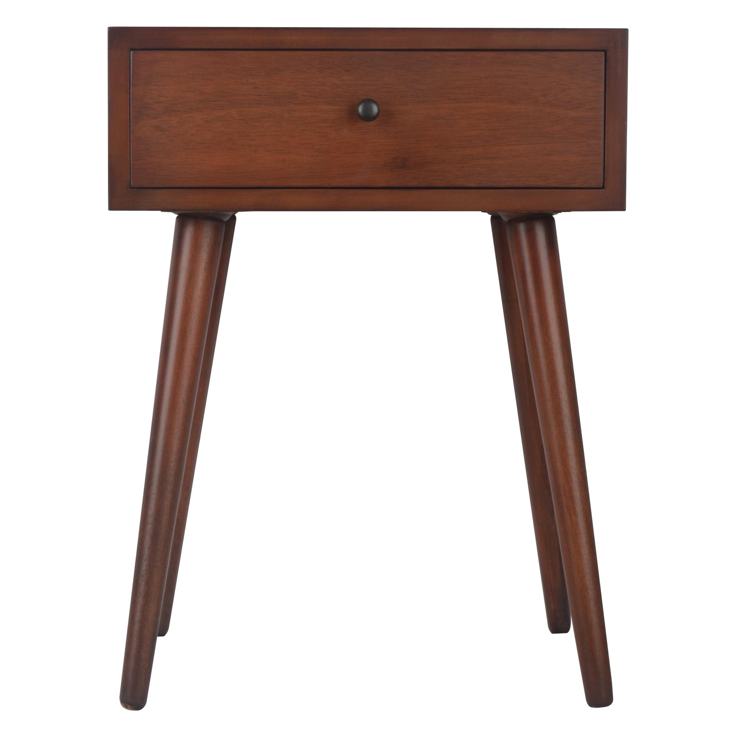 Decor Therapy Mid Century 1-Drawer Wood Side Table, 14'' x 18'' x 24'' - Light Walnut