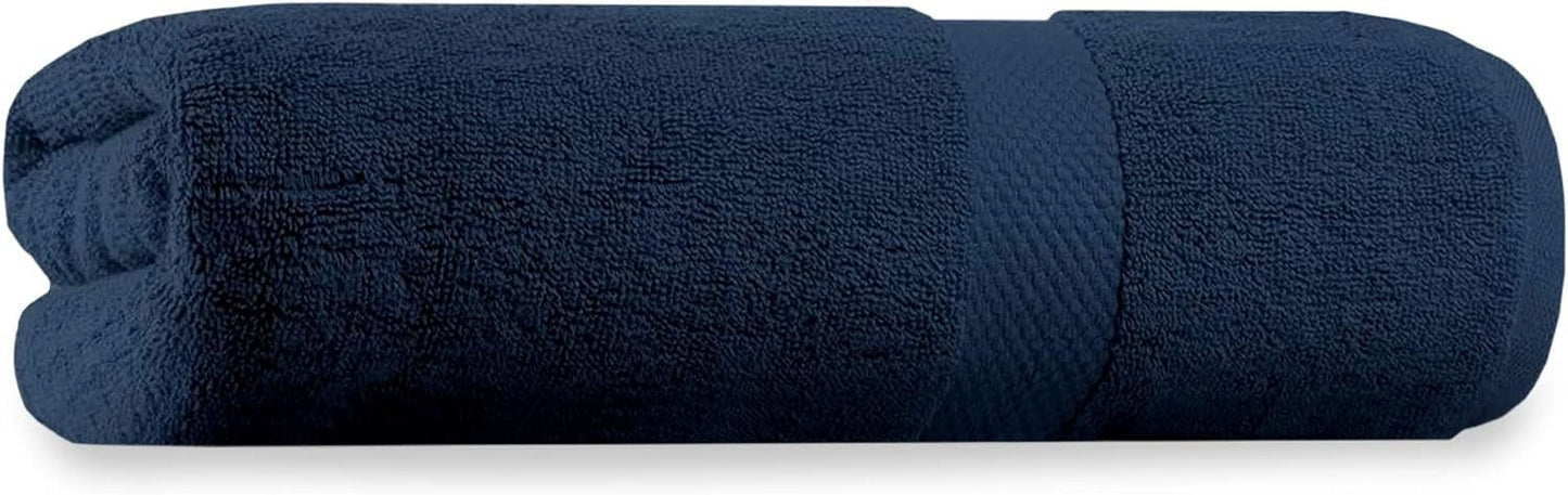 Delara Organic Cotton Bath Sheet 36"x70" 650 GSM Plush Soft Absorbent Quick-Dry Towel, GOTS & OEKO-TEX Certified, Navy Blue