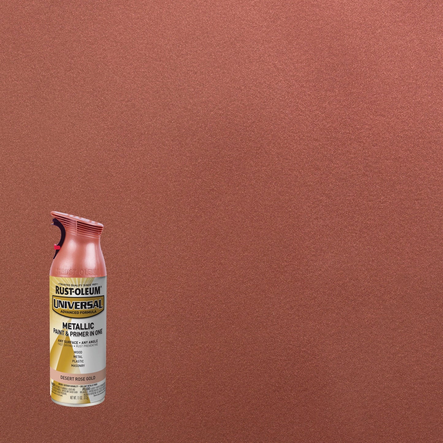 6 Pack, Desert Rose, Gold Rust-Oleum Universal All Surface Interior/Exterior Metallic Spray Paint-342919, 11 oz