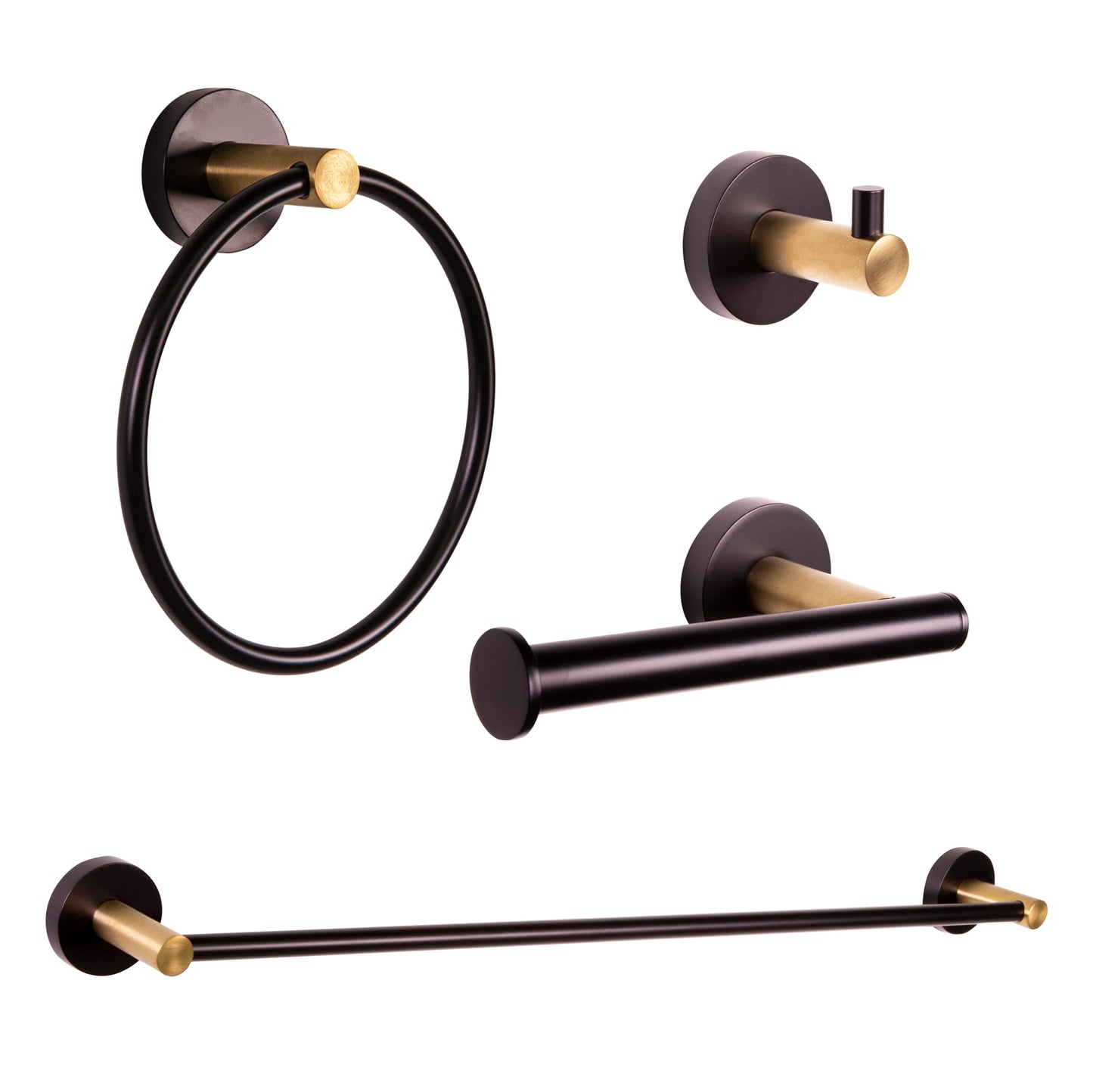 Design House Kelton 4-Piece Bath Accessory Hardware Set, Matte Black/Satin Gold