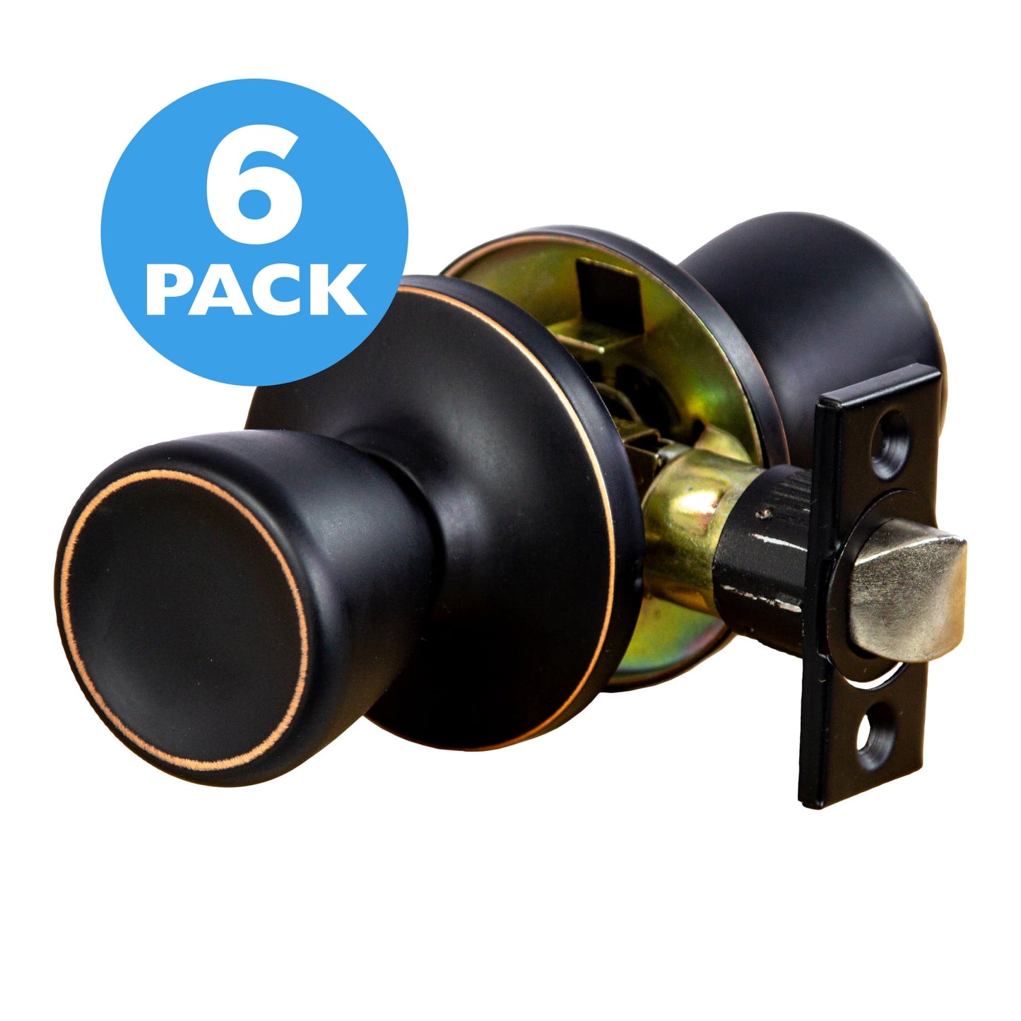 Oil Rubbed Bronze Passage Door Knob, 6-Pack