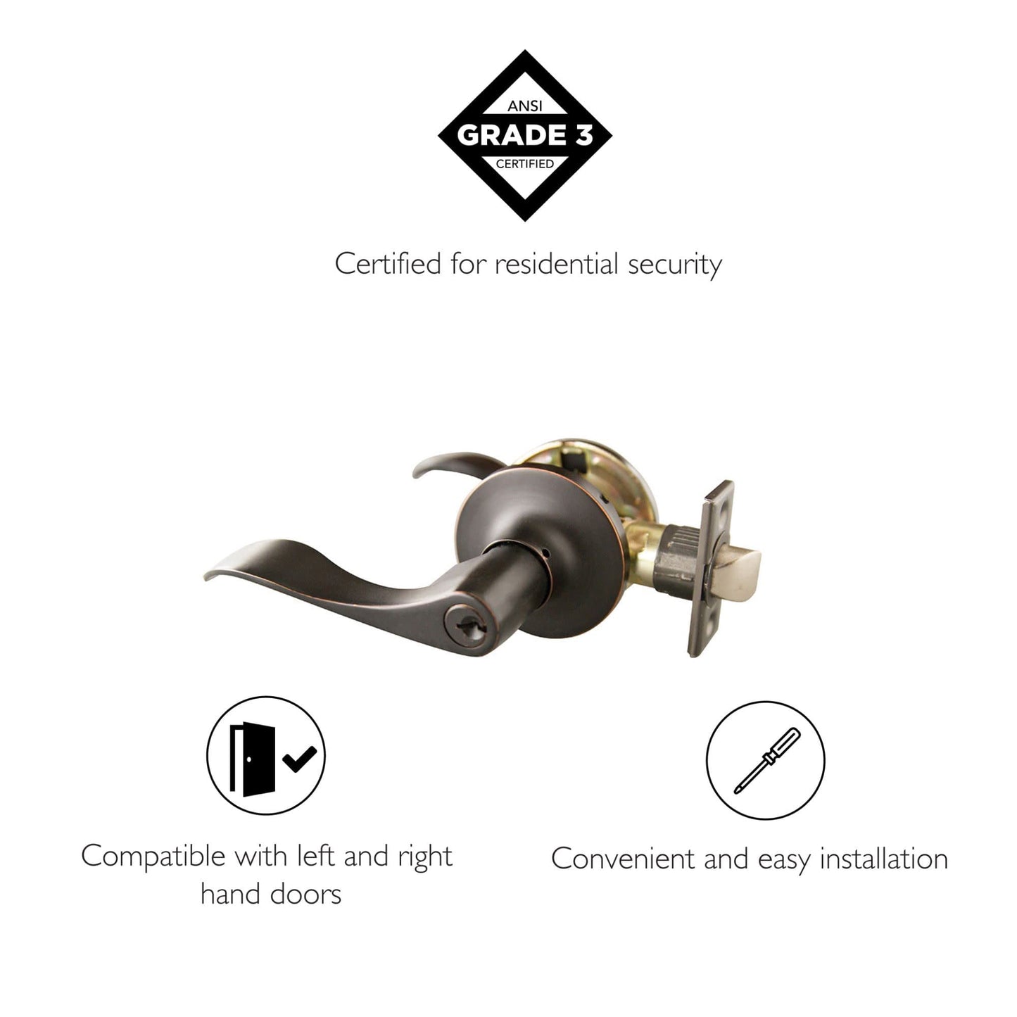 Design House Stratford Entry Door Lever, Matte Black