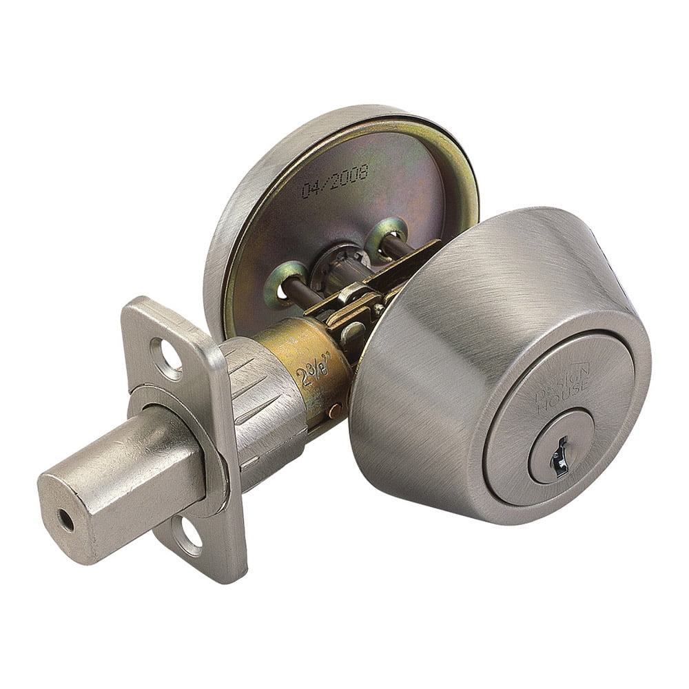 Design House 740423 Single Cylinder 6-Way Universal Deadbolt with Latch Satin Nickel