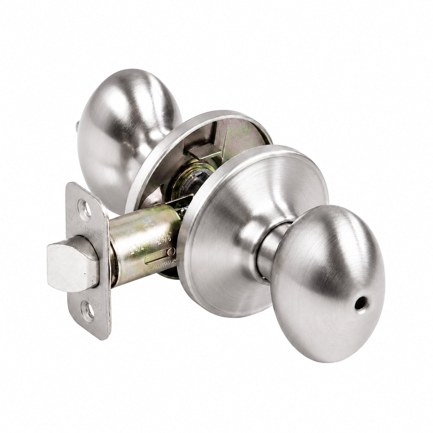 Satin Nickel Egg Privacy Door Knob with Turn-Button Lock for Bed and Bath, Adjustable Latch