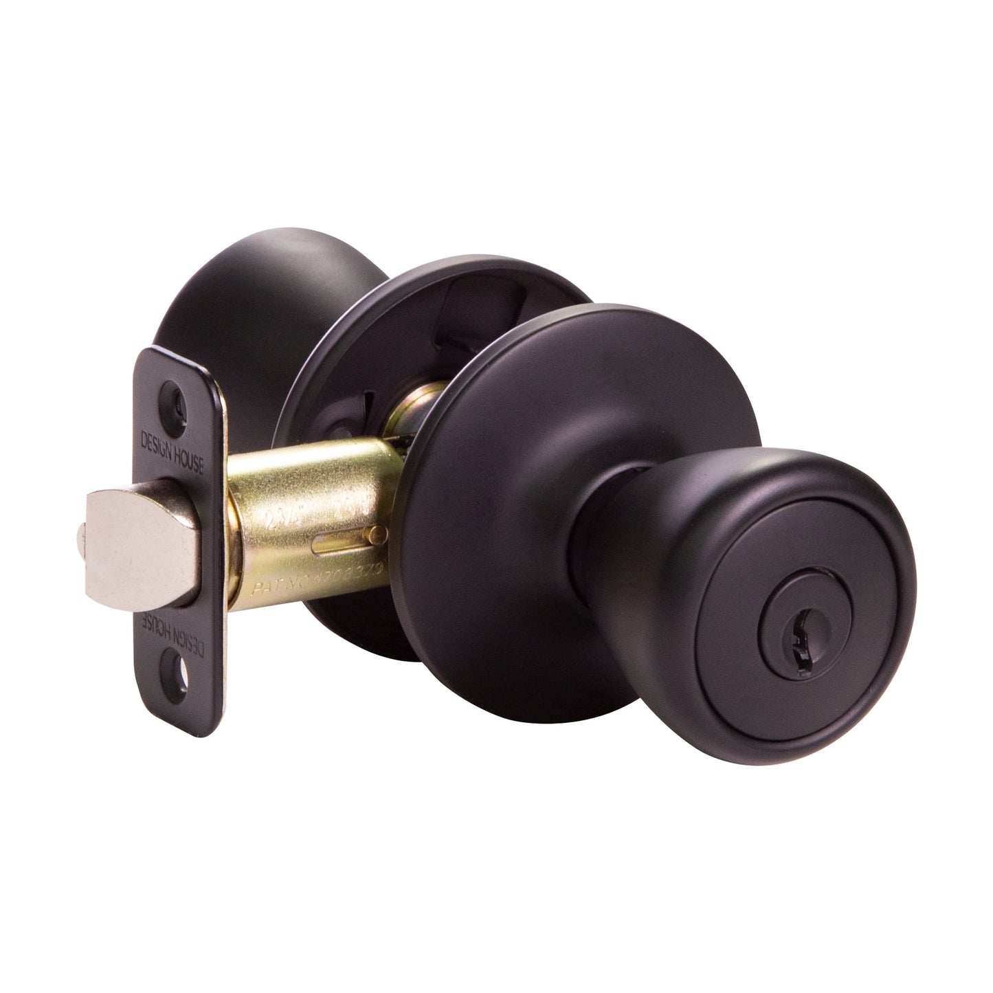 Design House Tulip Keyed Interior Entry Door Knob, Matte Black