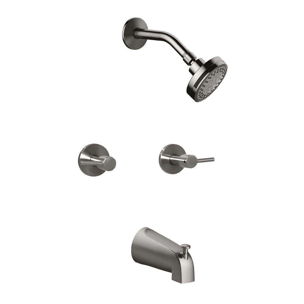 Design House Grifo de Bañera y Ducha de 2 Manijas de Zinc Montado en la Pared en NÃquel Satinado Eastport II