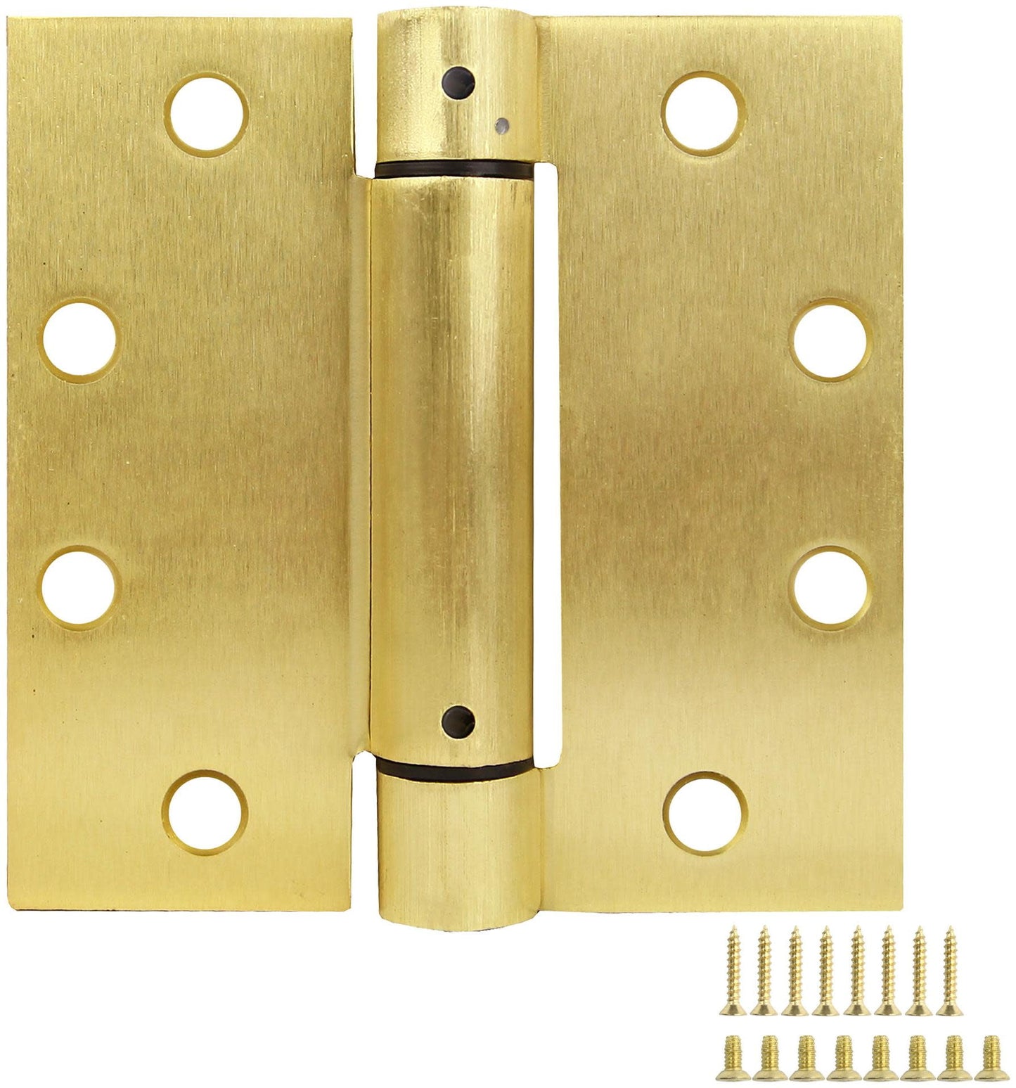 Design House 2-Pack Square 4.5" x 4.5" Self Closing Interior/Exterior Door Hinges, Satin Brass