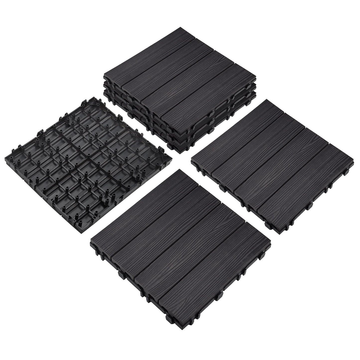 Design House 6-Pack Interlocking Wood Composite 12" x 12" Square Deck Tiles, Russet Canyon Brown