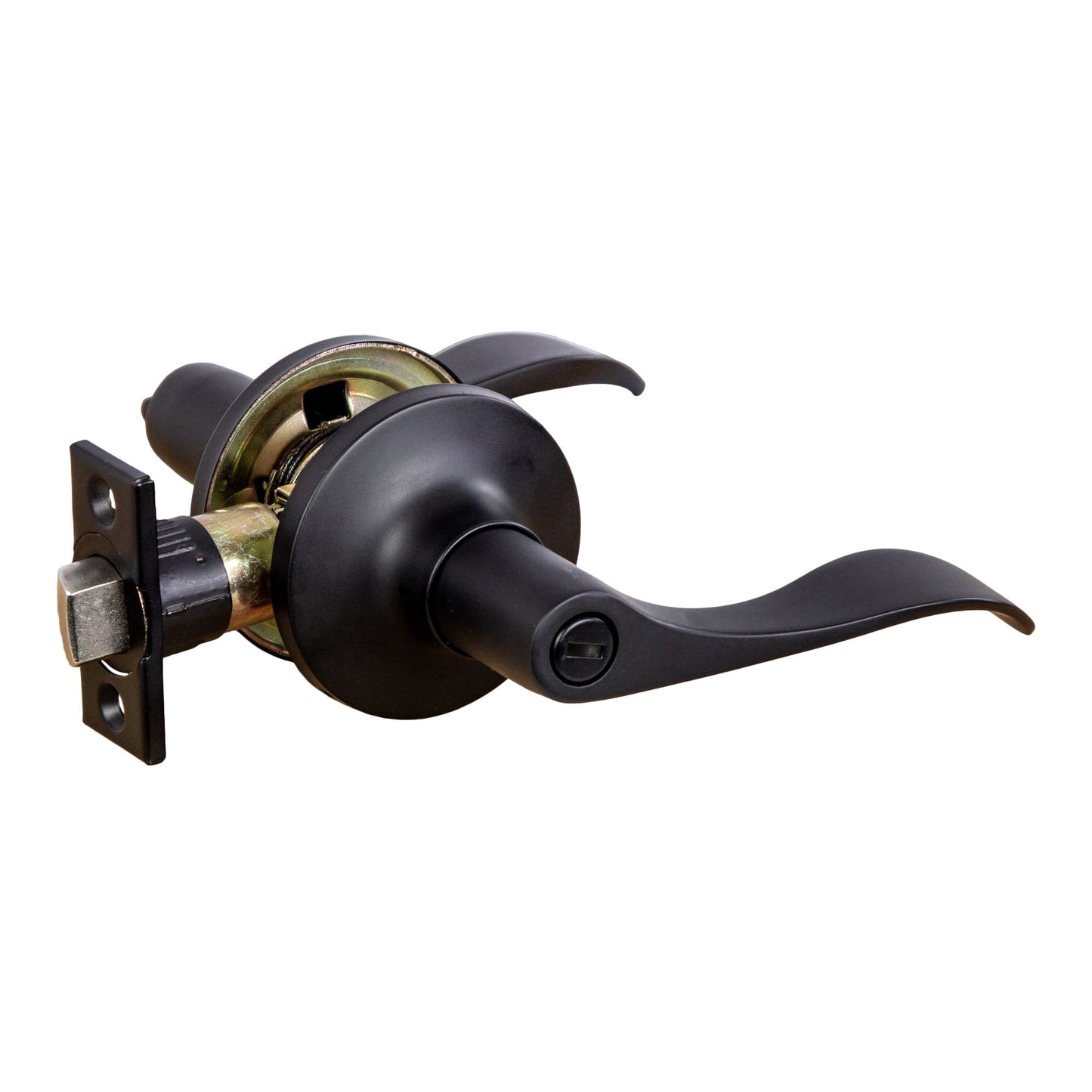 Stratford 6-Way Universal Privacy Bed and Bath Door Lever, Matte Black, ANSI Grade 3