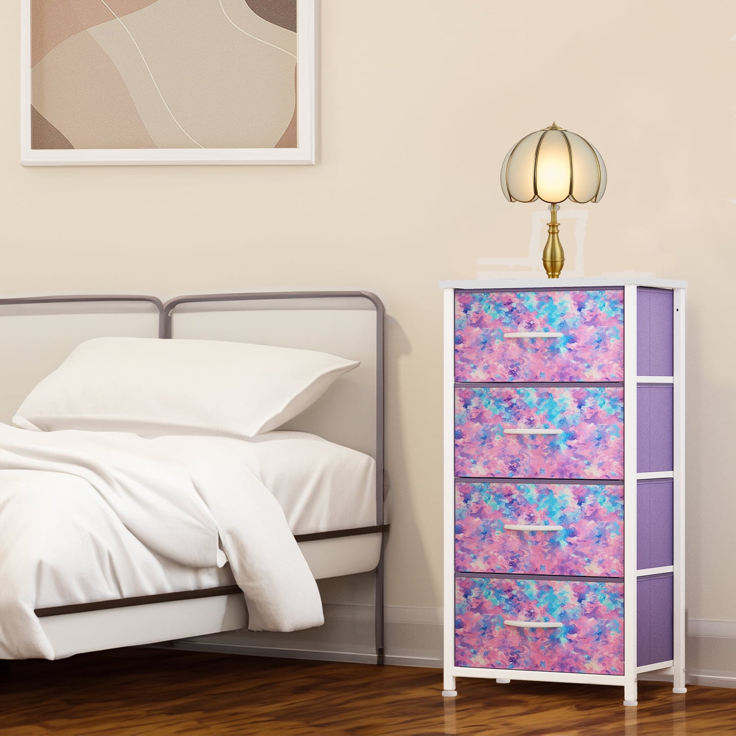 Dextrus 4-Drawer Chest Bedside Dresser & Furniture Organizer for Bedroom for Adults & Kids
