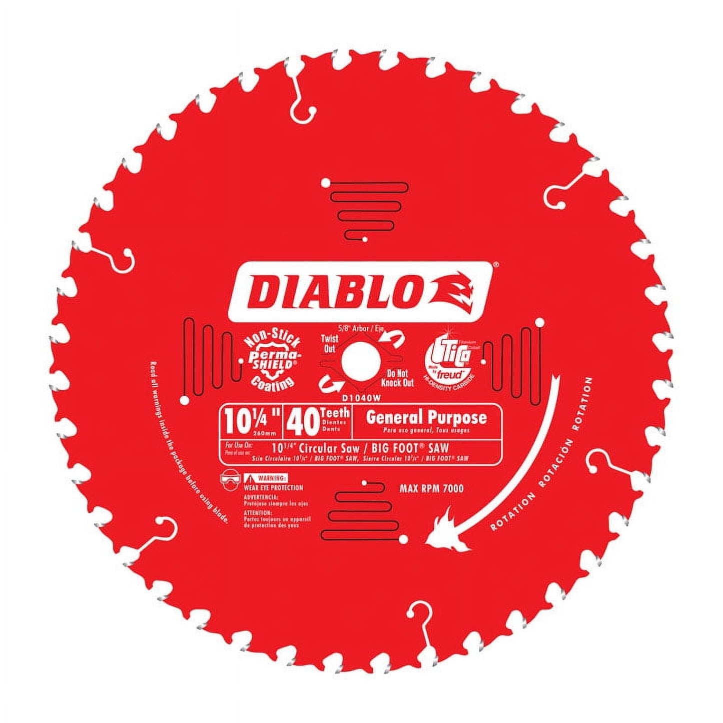 Diablo 10-1/4 in. Dia. x 5/8 in. Carbide Tip Circular Saw Blade 40 teeth 1 pk