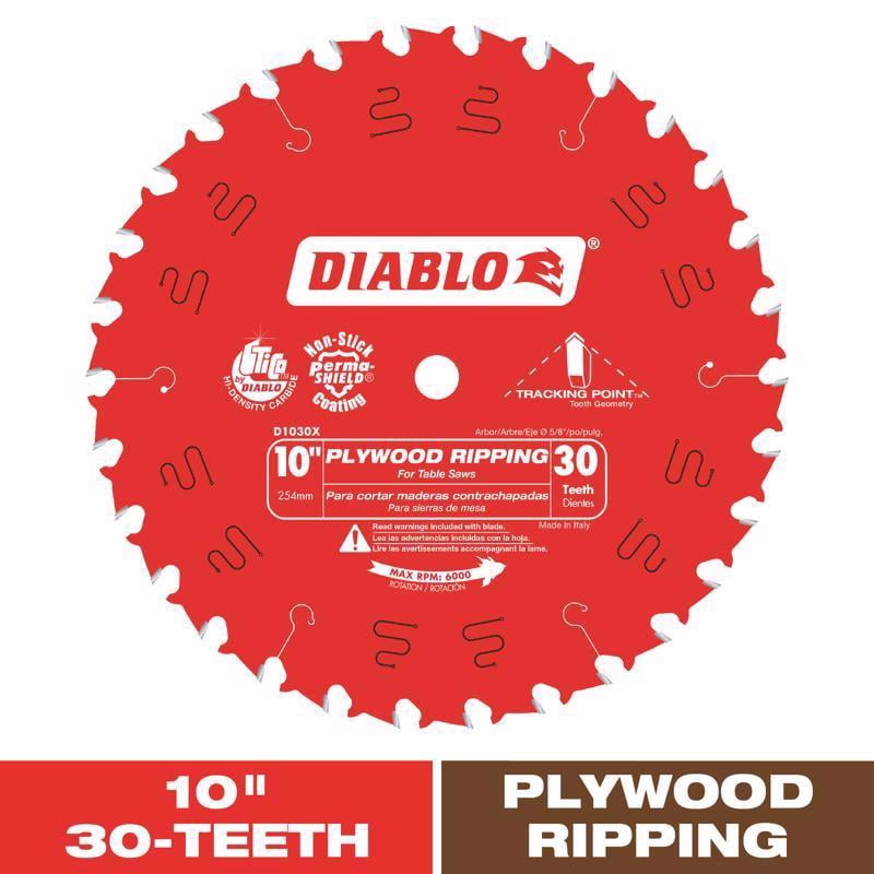 Diablo 10 in. Dia. x 5/8 in. Plywood Ripping TiCo Hi-Density Carbide Saw Blade 30 teeth 1 pc.