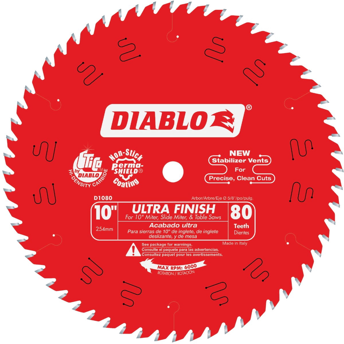 Diablo D1080X 10 80 TPI Ultra Finish Chop/Slide Miter and Table Saw Blade