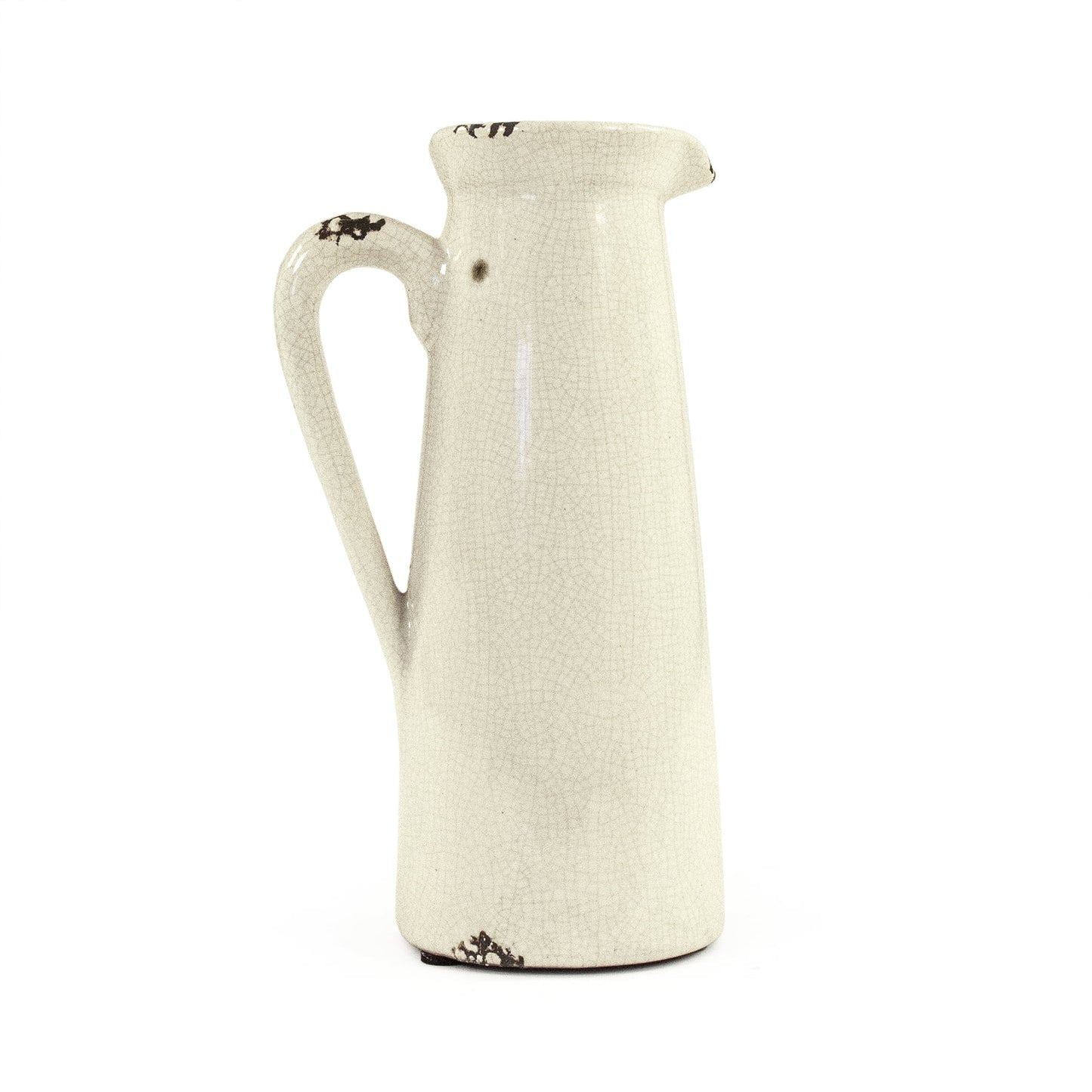 Distressed Crackle White Narrow Pitcher - Small