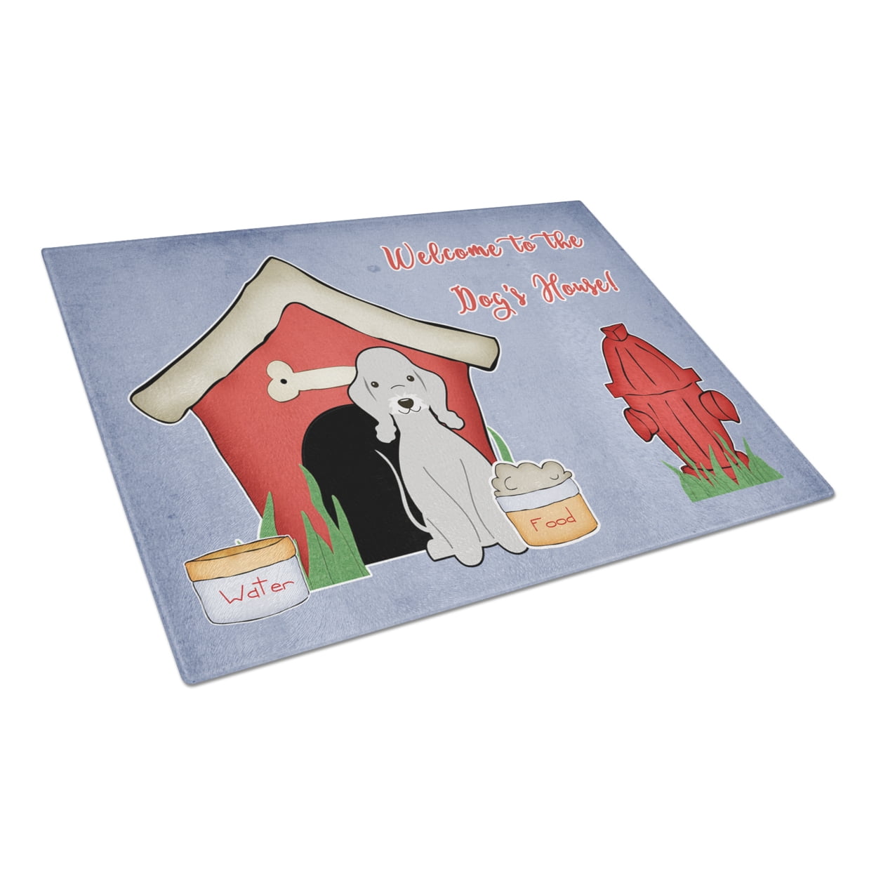 Dog House Collection Bedlington Terrier Blue Glass Cutting Board Large