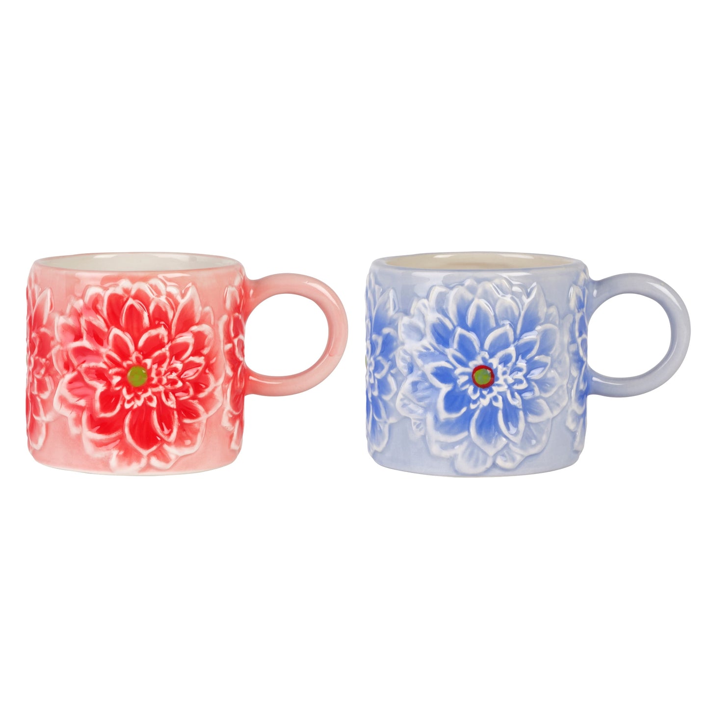 Dolly Parton Jeweled Dolomite Mosaic 15 oz Flower Mug Blue and Pink Set of 2