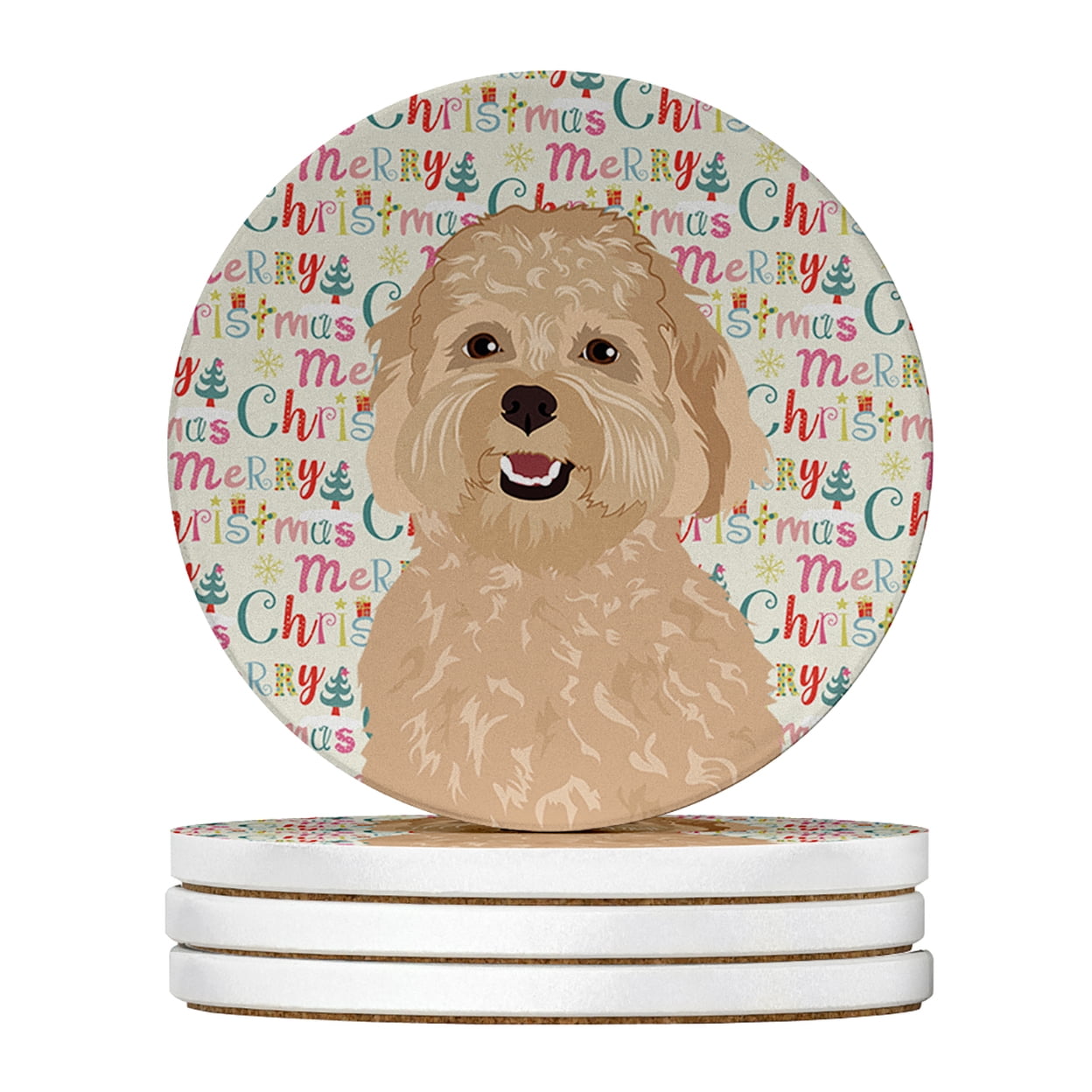 Doodle Fawn #1 Christmas Large Sandstone Coasters Pack of 4 4 in x 4 in