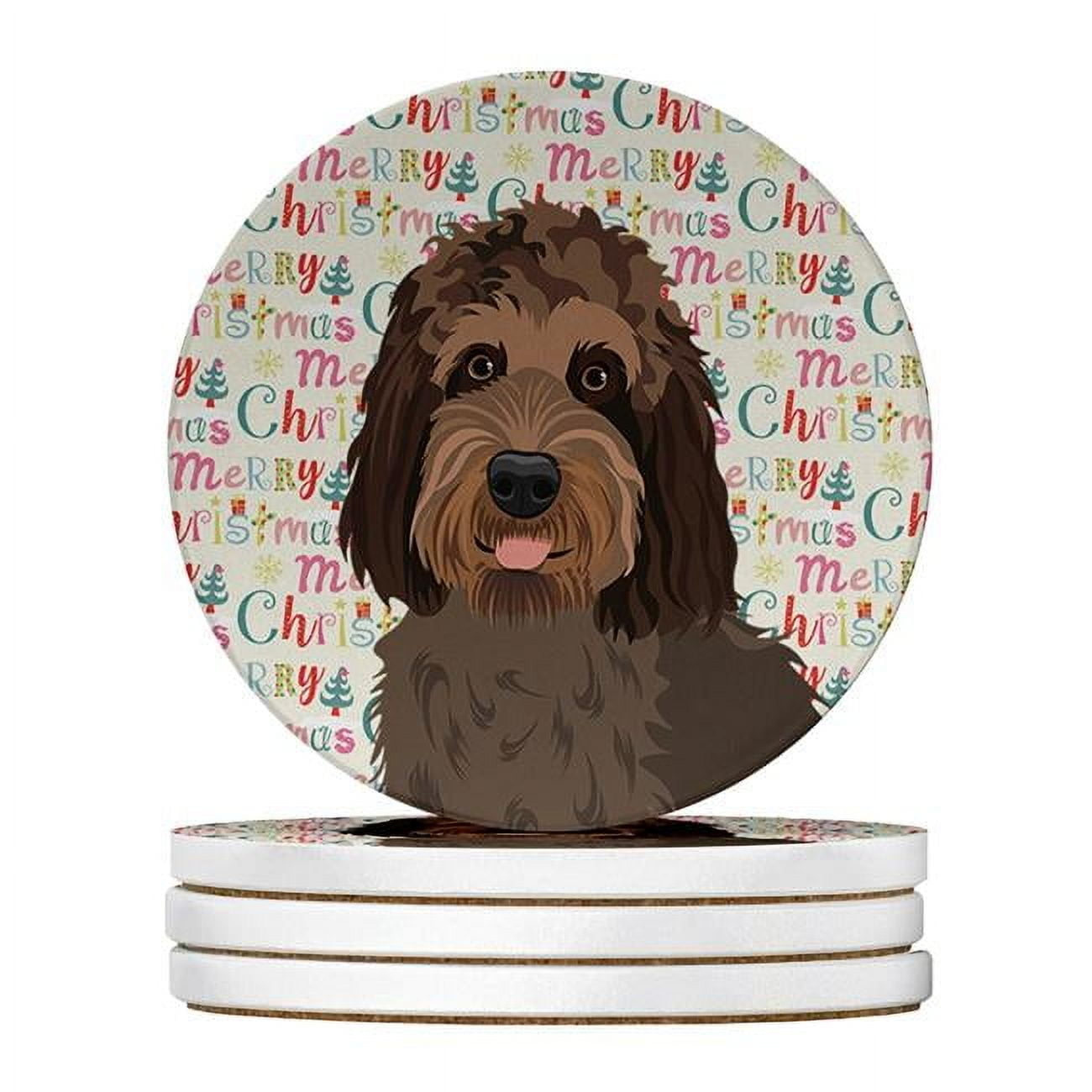 Doodle Tricolor #3 Christmas Large Sandstone Coasters Pack of 4 4 in x 4 in