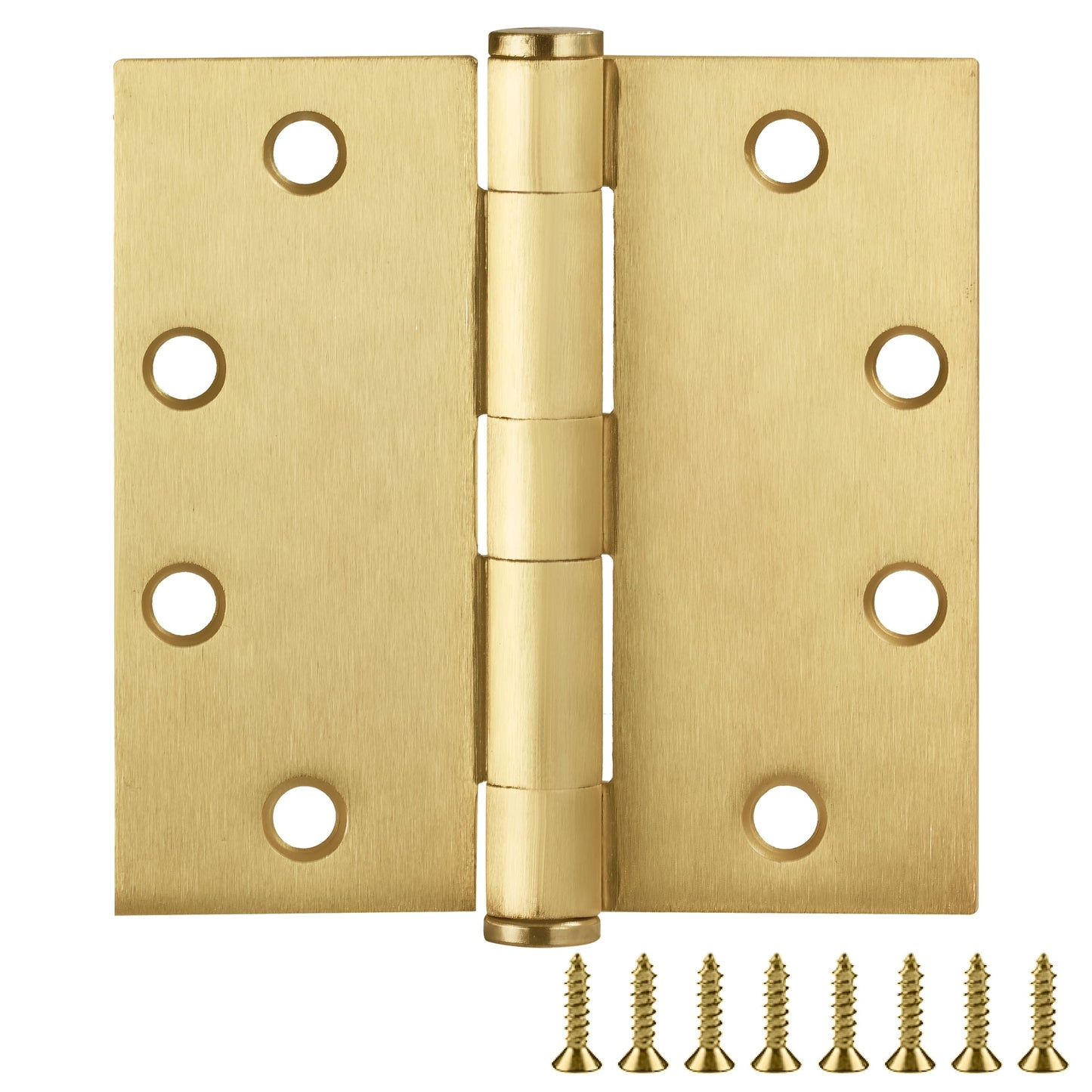 Design House Paquete de 12 Bisagras Cuadradas de Mariposa para Puerta Interior/Exterior de 4.5" H X.625" Radio, Latón Satinado