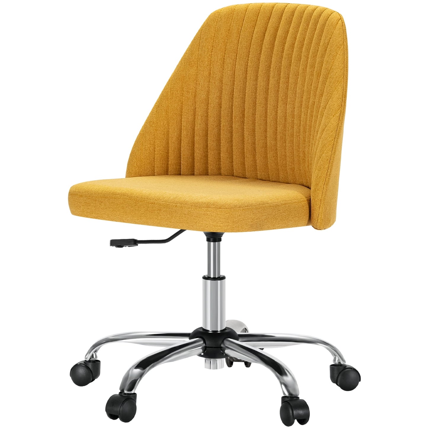 MAYEERTY Armless Office Desk Chair Height Adjustable, Mid Back Accent Chair, Yellow