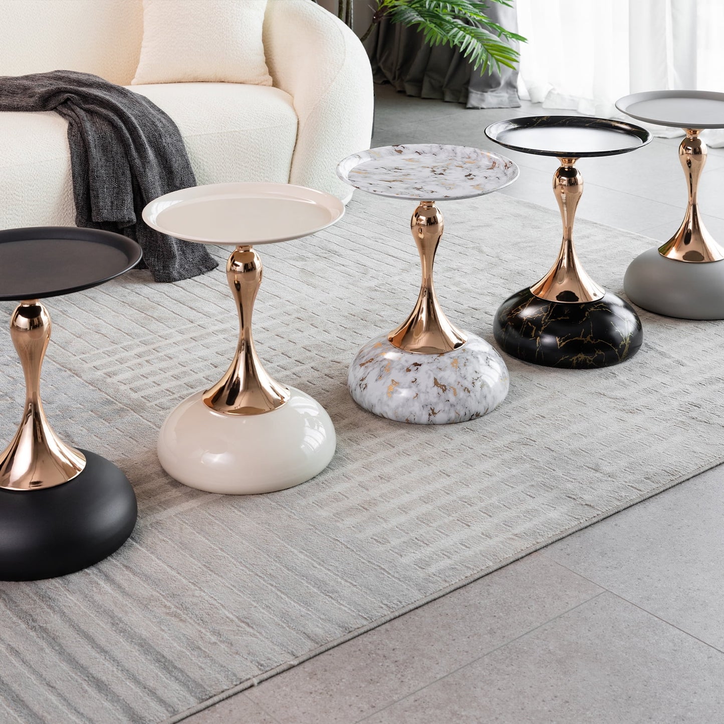 MAYEERTY Mermaid Tail End Coffee Table Round Side Table, Modern Metal Pedestal Table, Minimalist Accent Table for Small Spaces, Drink Martini Table Decoration