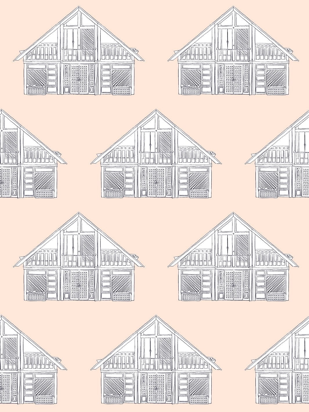 Dreamhouse Classic Removable Vinyl Wallpaper by Barbie - Peach