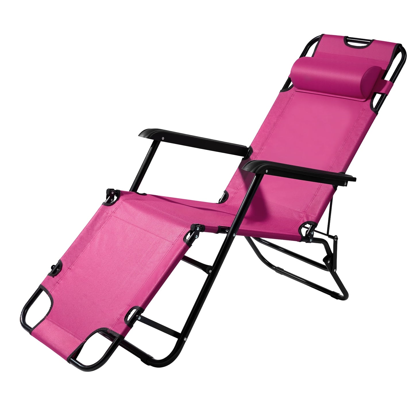 Dual Purpose Folding Recliner Chair, Premium Steel Tube Oxford Fabric Chair, Portable Space Saving Chair, Pink Multifunctional Chair for Indoor Outdoor Daily Use Gift