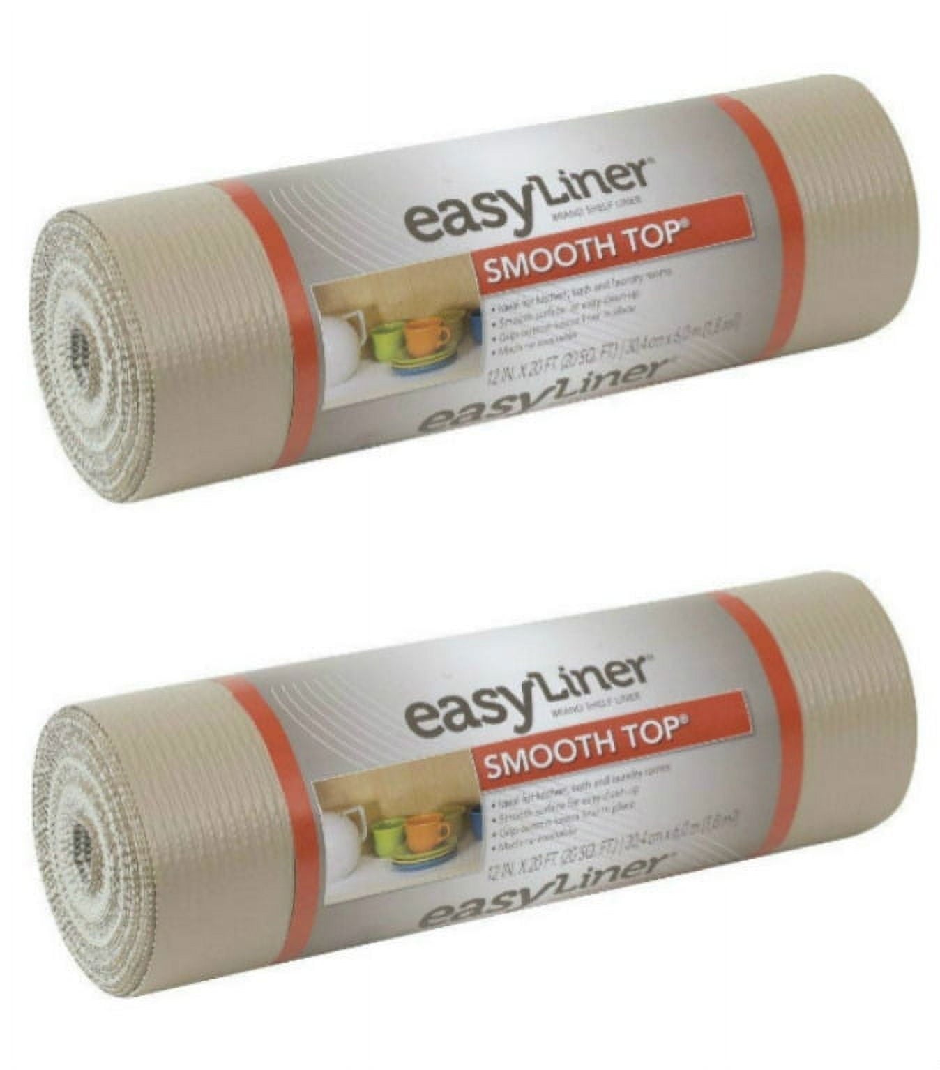 Duck 854357 Smooth Top Easy Non-Adhesive 12 in. x 20 ft. Shelf Liner, Taupe, 2 Count