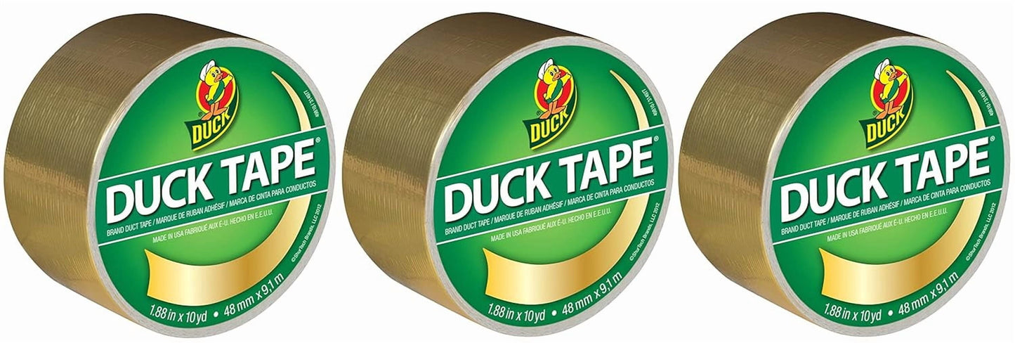 Duck Brand 280748 Color Duct Tape, Metallic Gold, 1.88 Inches x 10 Yards Each Roll, 3 Rolls