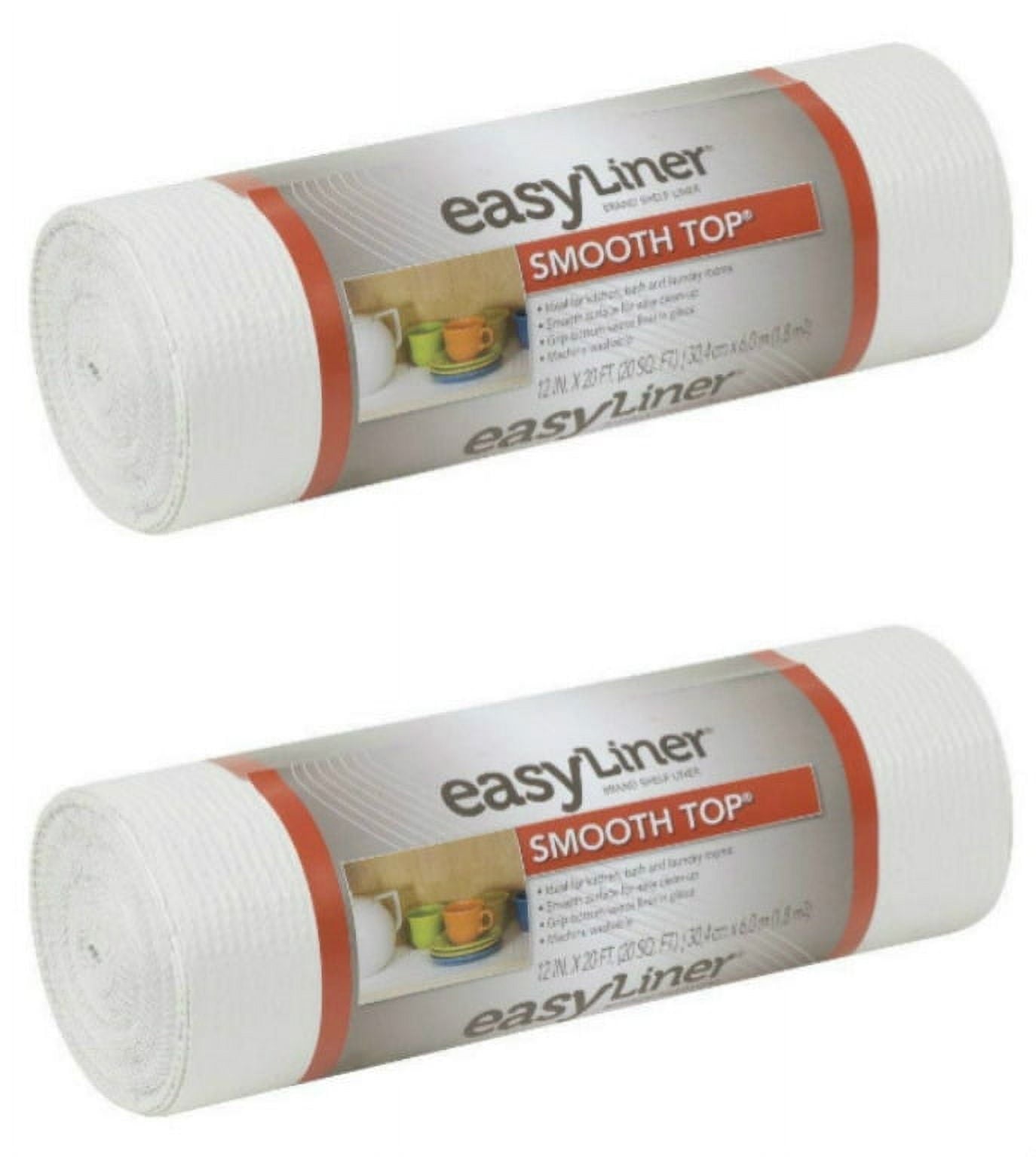 Duck Brand 855145 Smooth Top Easy Liner Non-Adhesive Shelf Liner 12-Inch x 20-Foot, White, 2 Pack