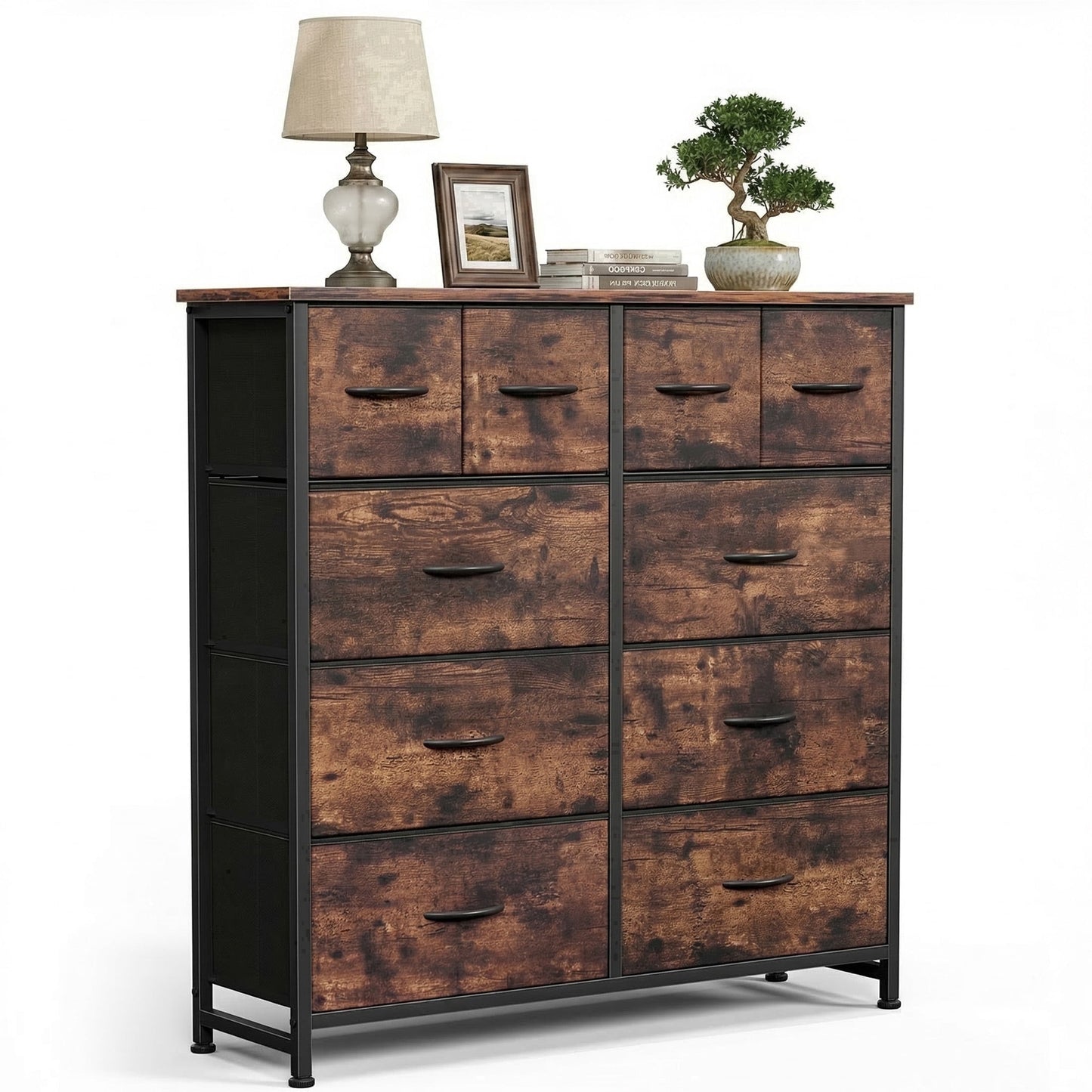 edx 10 Drawers Fabric Cabinet, Clothes Storing, Storage Tower Organizer for Bedrooms, Entryways, Rust