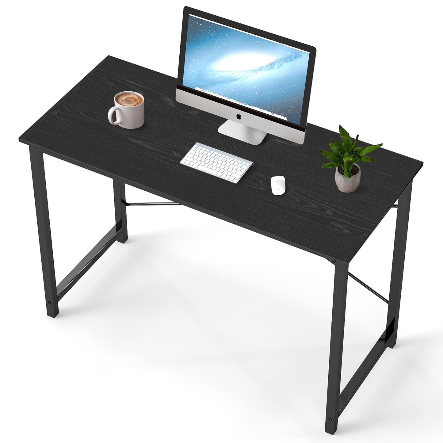 EDX 44 Inch Computer Desk for Small Spaces, Small Student Study Gaming Work Writing Desk, Modern Simple PC Table Workstation for Home Office, Black