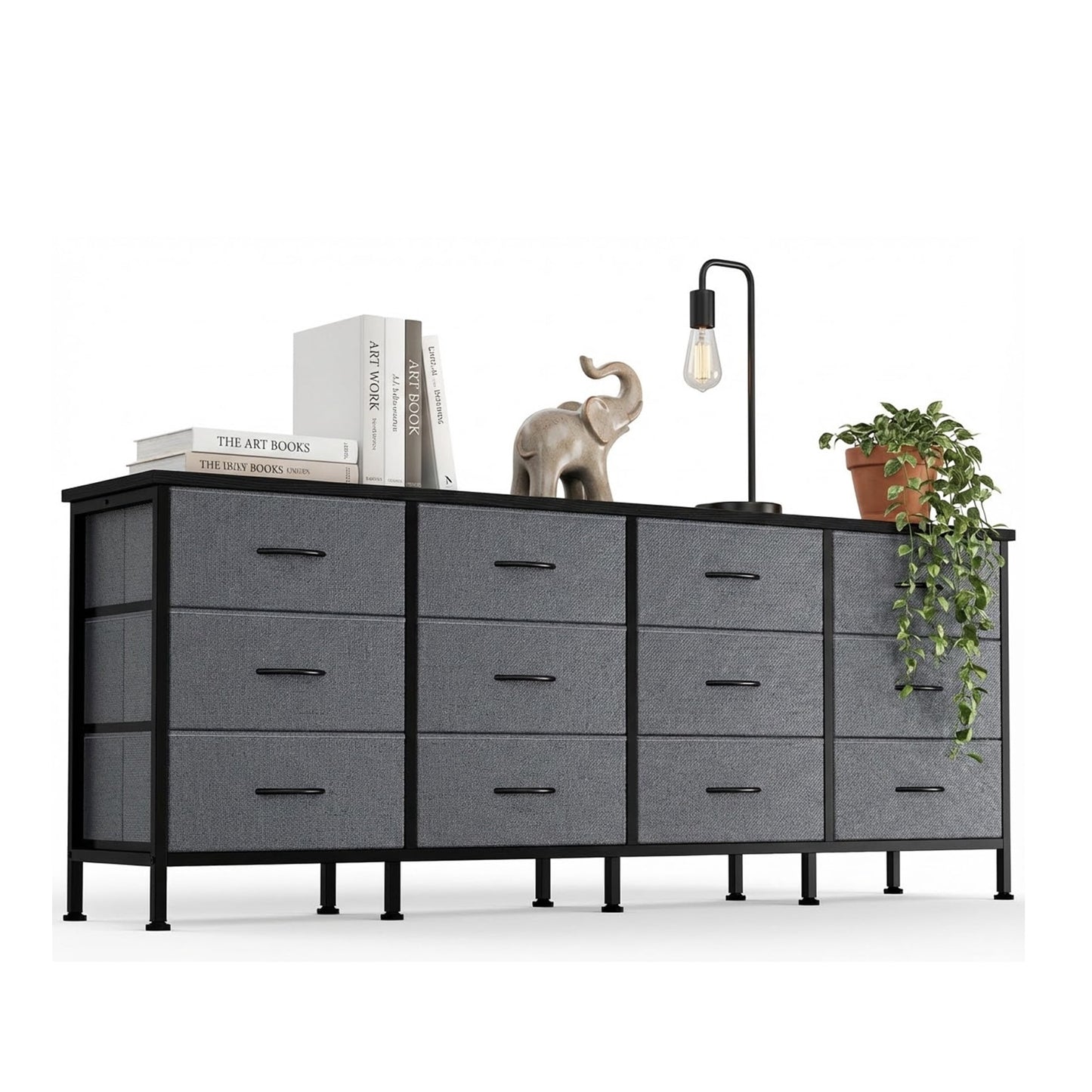 edx 5 Drawers TV Stand Dresser for 45" TV, Media Console with Charging Station & 2 Shelves, Storage Organizer for Bedroom Living Room, Rustic Brown