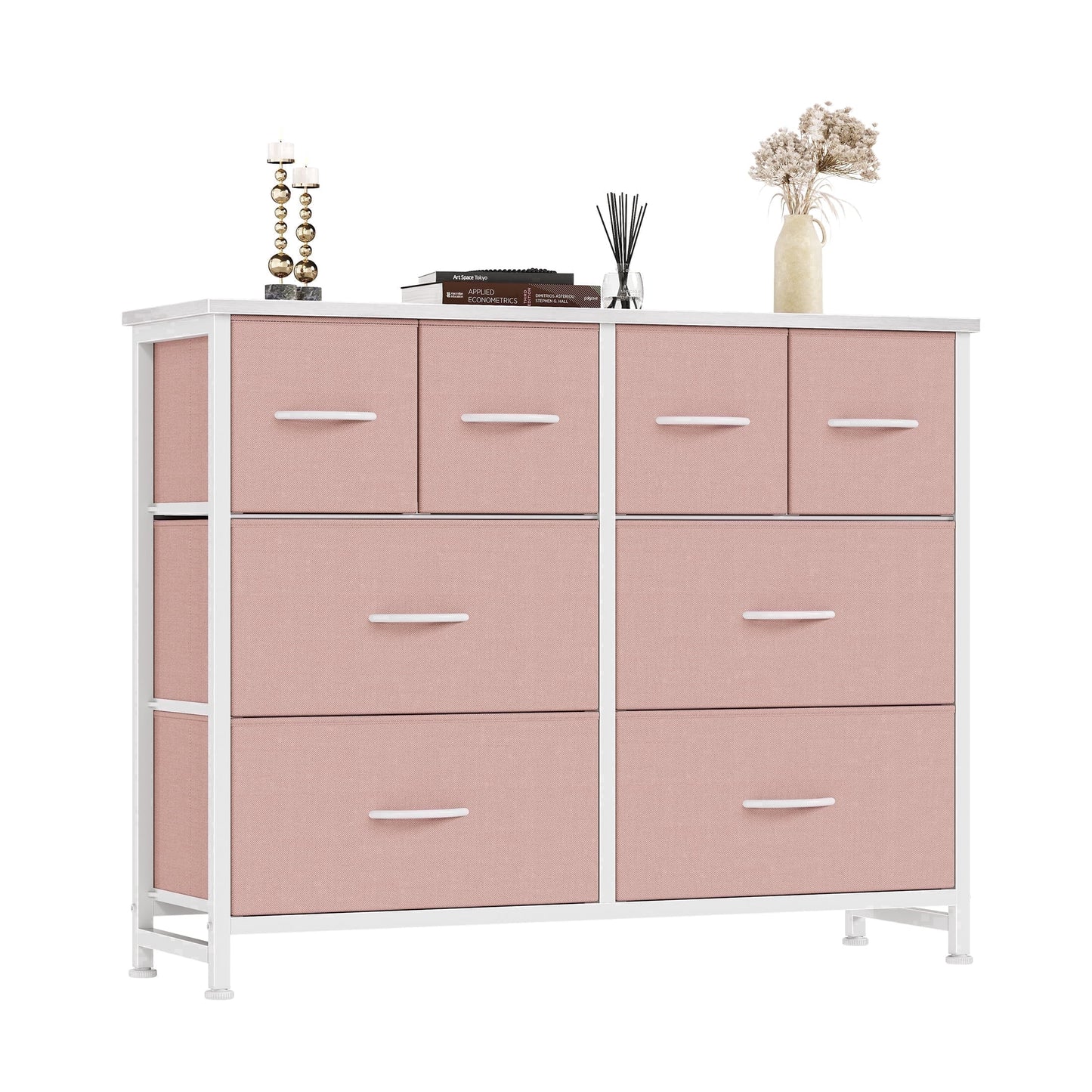 edx Tall Dresser with 12 Drawers, Steel Frame and Wood Top, Storage Organizer for Living Room, Hallway, Office, Rustic Brown