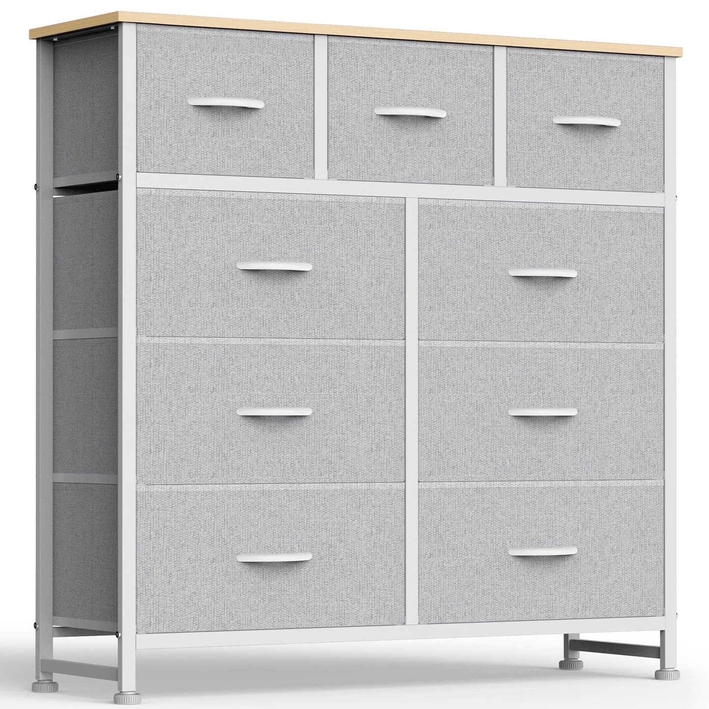 edx 9 Drawers Fabric Dresser for Bedroom, Drawer Organizer Storage Cabinet for Closet, Clothes, TV Stand, Light Gary
