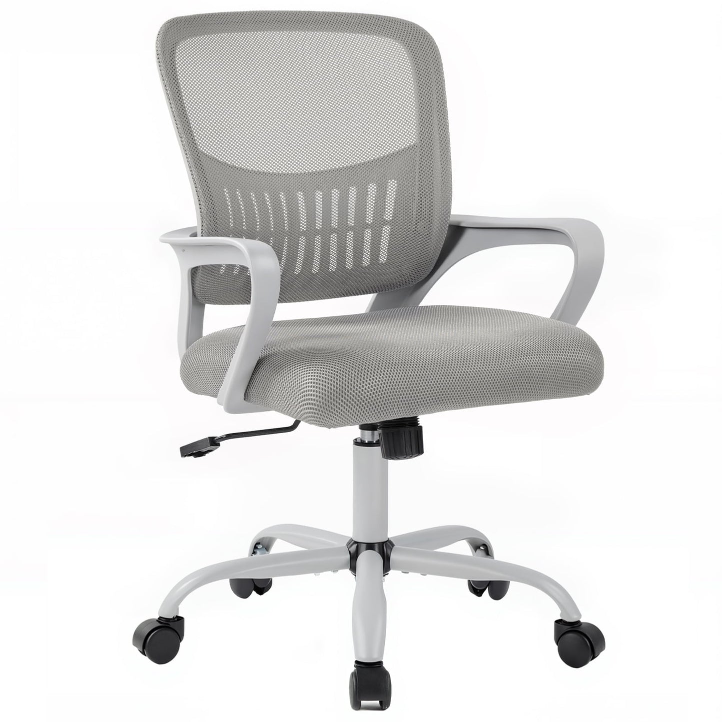 EDX Desk Chair with Ergonomic Lumbar Support, Fixed Armrests & Removable Footrest - 250lbs Capacity, Suitable for Home, Office, Bedroom, Gray