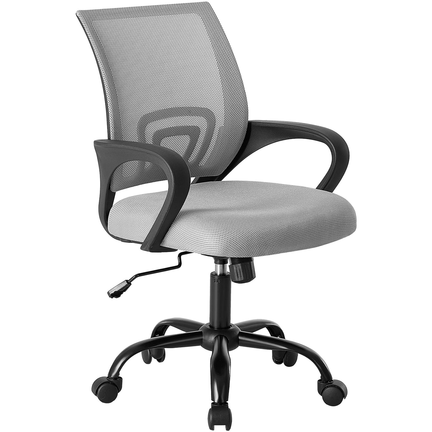 EDX Ergonomic Mid-Back Office Chair - Swivel Desk Chair with Lumbar Support, Breathable Mesh Backrest, Adjustable Height, Sponge Seat & Smooth Rolling Wheels, Gray