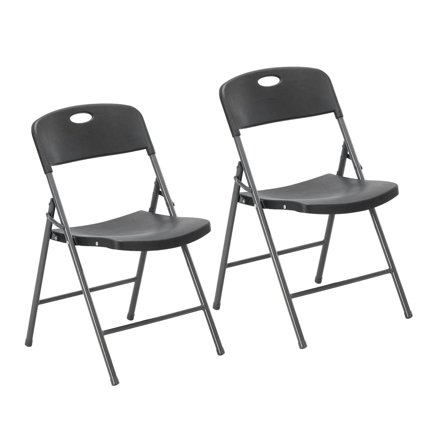 EDX 2 Pack Folding Chairs with Ergonomic Back, Heavy Duty Plastic Stackable Portable Folding Chairs, Weight Capacity 330 Lbs, For Home, Office, Events, Black