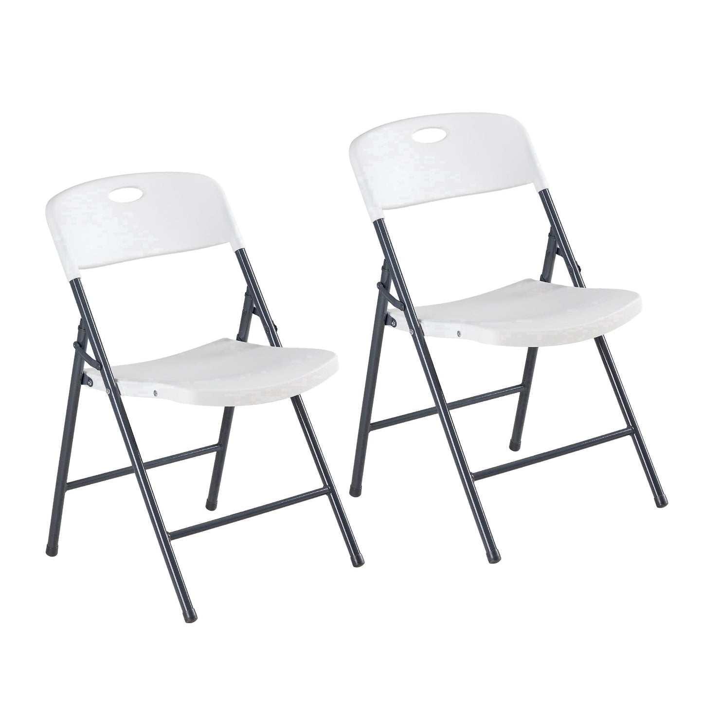 EDX 2 Pack Folding Chairs with Ergonomic Back, Heavy Duty Plastic Stackable Portable Folding Chairs, Weight Capacity 330 Lbs, For Home, Office, Events, White