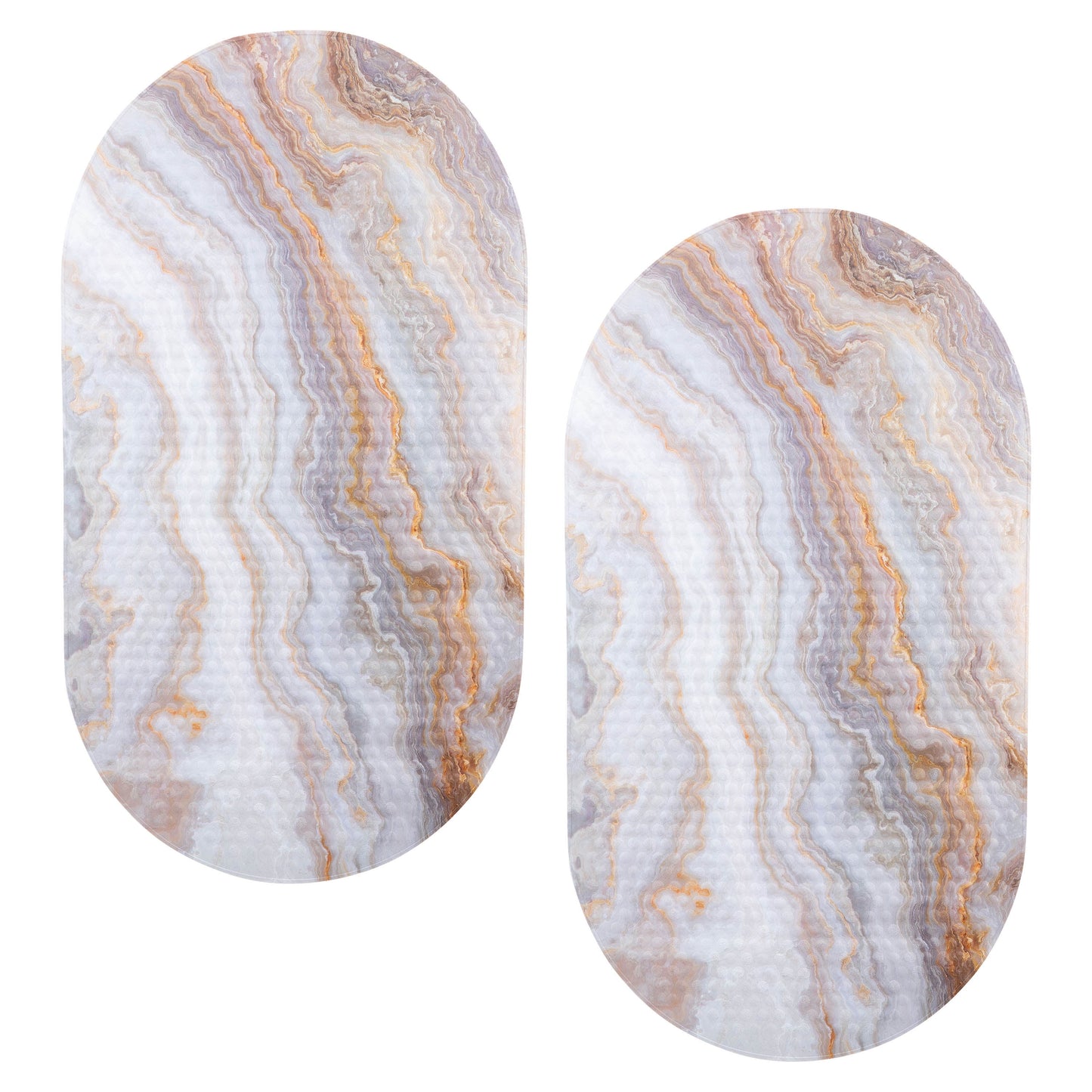 ELLE Paris 2 Pack Oval Bubble PVC Bathmat with Agate Design
