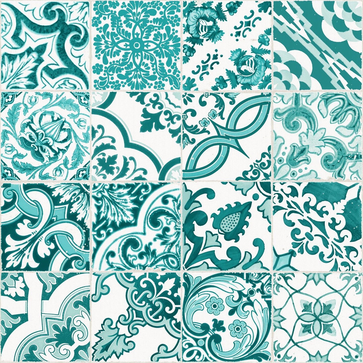 ESTA Home Cohen Turquoise Tile Wallpaper, 20.5-in by 33-ft