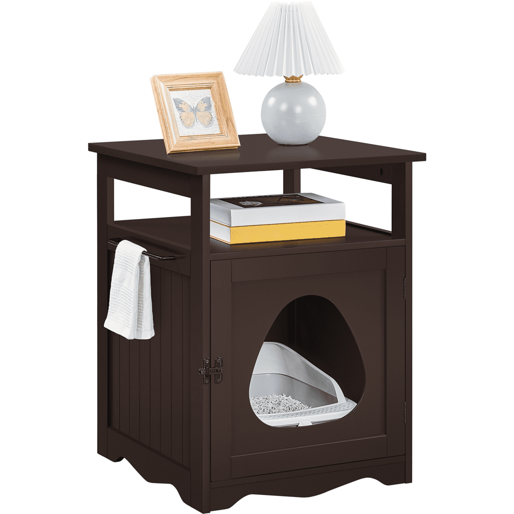 Renwick 25.5''H Pet Litter Box Wood End Table for Living Room, Espresso